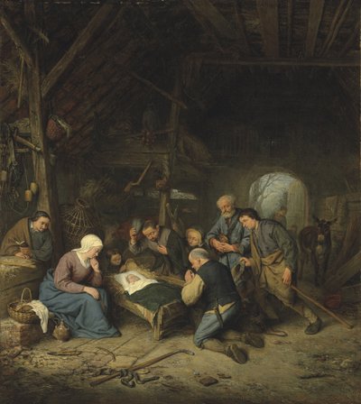 巴洛克 : The Adoration of the Shepherds par Ostade, Adriaen Jansz, van (1610-1685) 作者 阿德里亚恩·扬斯（Adriaen Jansz）。范·奥斯塔德