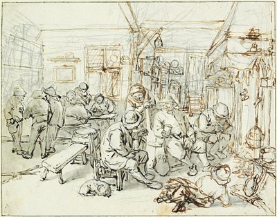 一家小酒馆的农民公司，约1675年 作者 阿德里亚恩·扬斯（Adriaen Jansz）。范·奥斯塔德