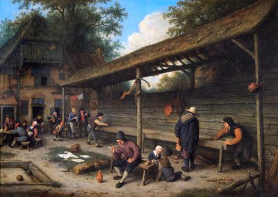 旅馆的庭院里正在玩沙狐球 作者 Adriaen Jansz. van Ostade