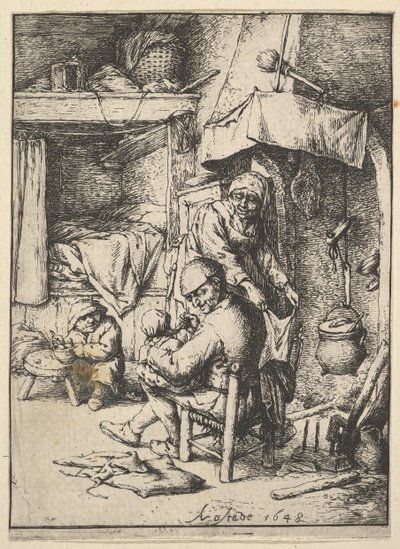 父亲喂养他的孩子，1610-185年。 作者 阿德里亚恩·扬斯（Adriaen Jansz）。范·奥斯塔德