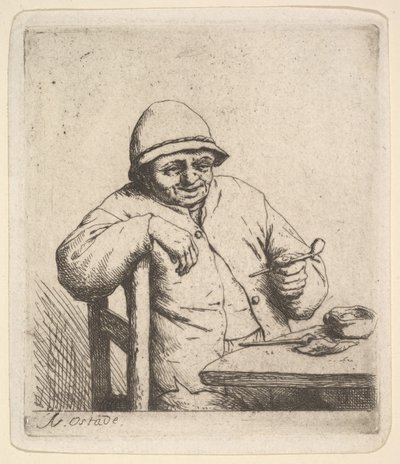 1640-80年，农民用管子。 作者 阿德里亚恩·扬斯（Adriaen Jansz）。范·奥斯塔德