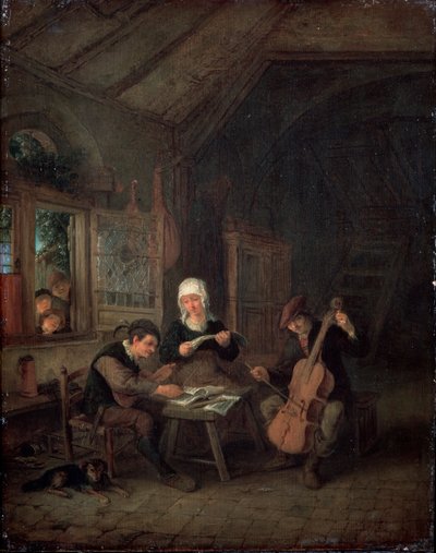 农村音乐家，1645年 作者 阿德里亚恩·扬斯（Adriaen Jansz）。范·奥斯塔德
