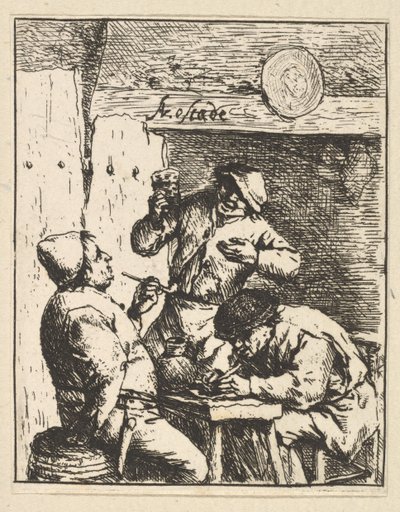 站在两个吸烟者之间的歌手，1610-185。 作者 阿德里亚恩·扬斯（Adriaen Jansz）。范·奥斯塔德