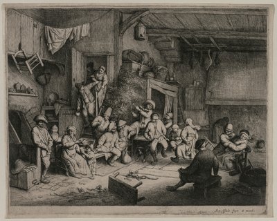 旅馆中的舞蹈，1652年。 作者 阿德里亚恩·扬斯（Adriaen Jansz）。范·奥斯塔德