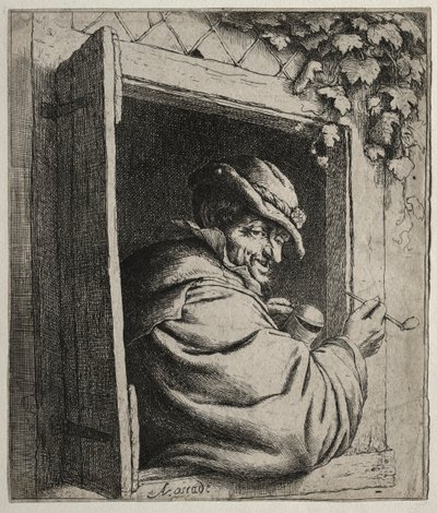 吸烟者在窗口。 作者 阿德里亚恩·扬斯（Adriaen Jansz）。范·奥斯塔德