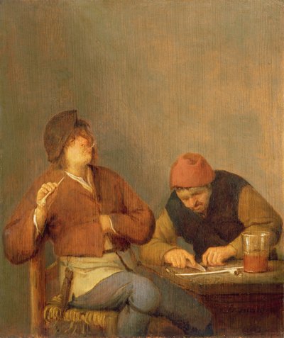 内部的两名吸烟者，1643年 作者 阿德里亚恩·扬斯（Adriaen Jansz）。范·奥斯塔德