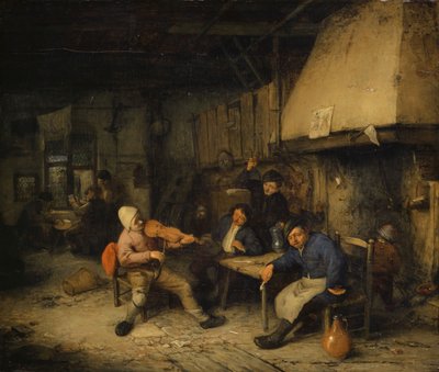 1663年小提琴演奏者和饮酒农民在酒馆里 作者 阿德里亚恩·扬斯（Adriaen Jansz）。范·奥斯塔德