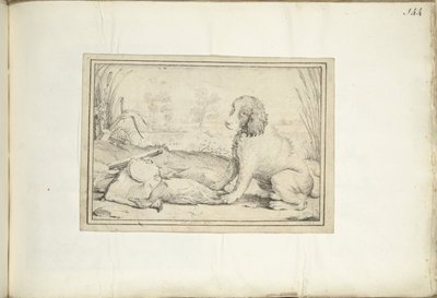 景观中狩猎装备和战利品旁的狗 作者 Adriaen Matham（艺术家签名）