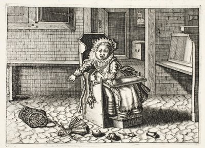 婴儿为其玩具而哭泣，插图来自&39;Zinne-werk的Emblemata&39;，作者：Johannes de Brune（1589-1658），Jan Jacobs Schipper，阿姆斯特丹，1661 作者 阿德里亚恩·彼得森·范德文纳
