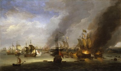 拉霍格战役中 "Soleil Royal "号被毁，1692 年 5 月 23 日，约 1700 年（油画） 作者 阿德里亚恩·范·迪斯特