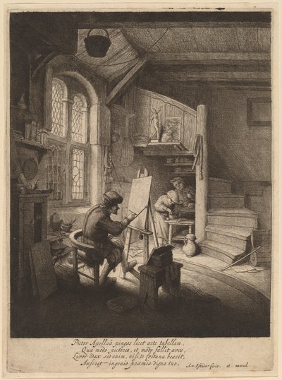 画家在他的工作室 作者 Adriaen van Ostade