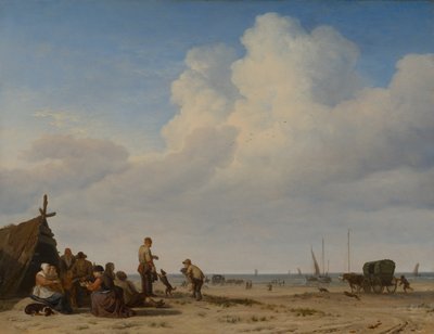 海滩景观，1663-1665 作者 阿德里亚恩·范·德·韦尔德