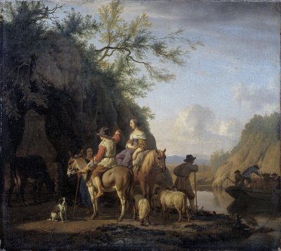 渡船，1666年 作者 阿德里亚恩·范·德·韦尔德