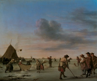 1668年哈勒姆附近的冰上高尔夫球手（小组） 作者 阿德里亚恩·范·德·韦尔德