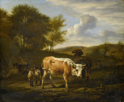 山区景观与奶牛，1663年 作者 Adriaen van de Velde