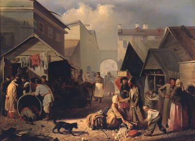 圣彼得堡的茶点摊位，1858年 作者 阿德里安·马尔科维奇·沃尔科夫
