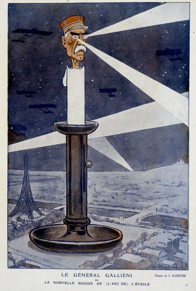 加利埃尼将军或新的蜡烛（来自）星星的弓。在Fantasio 01/12/1915。由A. Barrère绘制。 作者 阿德里安·巴雷尔
