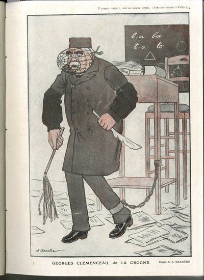A Barrere（1874-1931）在 "Fantasio "中的插图，16年5月1日 - 乔治-克莱蒙梭，dit La Grogne - 14-18年战争，审查制度 - 克莱蒙梭乔治 作者 Adrien Barrere