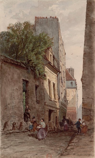 巴黎执事弗朗索瓦·德·巴黎 (François de Pâris，1690-1727 年) 之家，巴黎，rue des Bourguignons（现皇家港大道）。 阿德里安·道扎茨 (Adrien Dauzats)（1804-1868）绘画 作者 阿德里安·道扎兹（Adrien Dauzats）