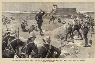 埃及战争，Arabi Pasha在Ramleh英国线上Kafr Dowar附近Mahmoudiyeh运河的位置 作者 Adrien Emmanuel Marie