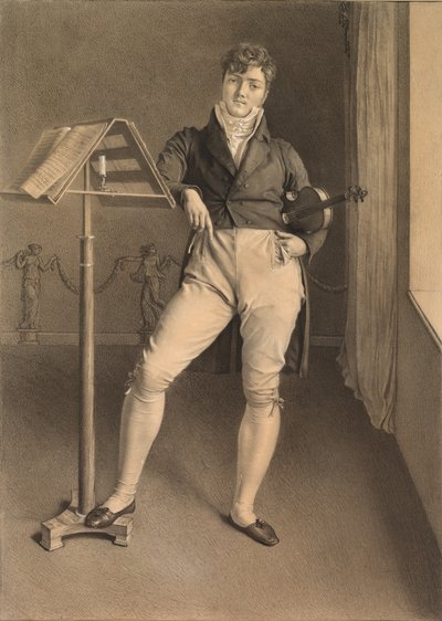 小提琴家让-维达尔（1789-1867 年）肖像 作者 阿德里安·维克多·奥格