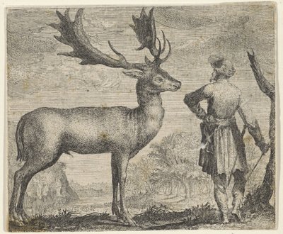 麋鹿与人的寓言 作者 Aegidius Sadeler (II) （归属于）