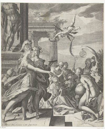 密涅瓦陪伴绘画在科学中占据一席之地 作者 Egidius  Sadeler (II)