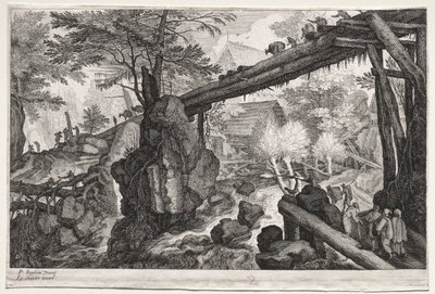 八幅波西米亚风景画  白内障上的木桥景观 作者 在彼得二世史蒂文斯之后