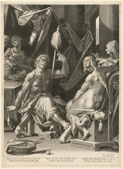 海格力斯和翁法尔 作者 Aegidius Sadeler II，仿照 Bartholomaeus Spranger