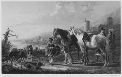 黑人页，来自皇家收藏的图片（雕刻）。 作者 Aelbert（之后）Cuyp