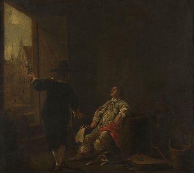 酒肆的招牌，一侧是品酒，另一侧是装桶 作者 Aelbert Cuyp (圈子)