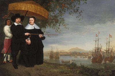 VOC 高级商人与他的妻子和一名被奴役的仆人 作者 Aelbert Cuyp (圈子)