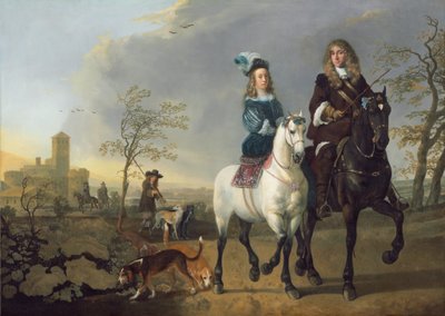 马背上的女士和先生 作者 艾伯特·奎普（Aelbert Cuyp）