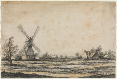 1642-1644年，在农庄附近用风车景观。 作者 艾伯特·奎普（Aelbert Cuyp）
