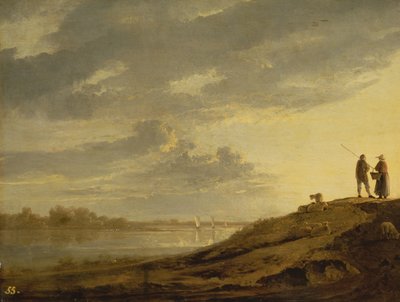 落日河流，1650年代（面板） 作者 Aelbert Cuyp