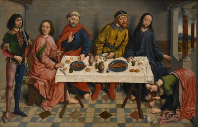 荷兰语：  Jésus chez Simon le Pharisien 耶稣在西蒙家》，Aelbrecht Bouts 著 作者 艾尔布雷希特·布特斯