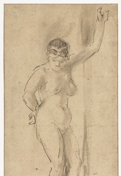 站立的女性裸体举起手臂 作者 Aert de Gelder（归属于）