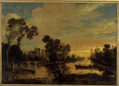 景观与运河，1643年 作者 Aert van der Neer