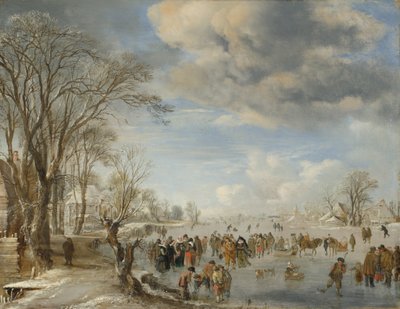 荷兰的冬天：滑冰场面，1645年。 作者 Aert van der Neer