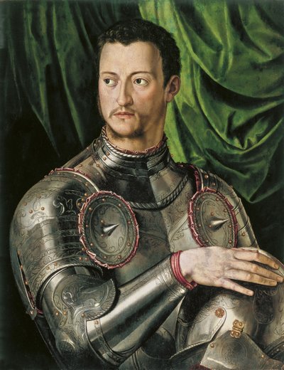 装甲的托斯卡纳科西莫大公爵德美第奇1519-1574年的肖像 作者 Agnolo Bronzino