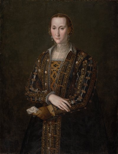 埃莱奥诺拉-迪-托莱多（1522-1562），约1560年（布面油画，从面板上转移）。 作者 Agnolo Bronzino