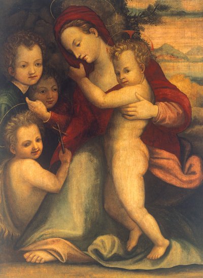 圣母与圣婴、圣约翰和天使 作者 Agnolo Bronzino