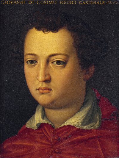 红衣主教乔瓦尼-科西莫一世-德-美第奇（1542-1562）的肖像，由阿诺罗-布朗齐诺创作，布面油画。 作者 Agnolo Bronzino