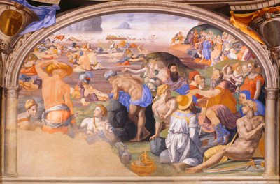 横渡红海，阿诺罗-布朗齐诺（1503-1572）1540-1545（壁画）。 作者 Agnolo Bronzino