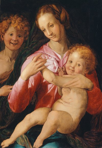 圣母子与年轻的施洗者圣约翰 作者 Agnolo di Cosimo Bronzino