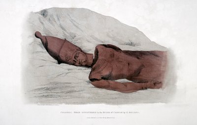 巨大的头颅由贝尔佐尼（G Belzoni）在卡纳克（Carnak）遗址中发现，1820年 作者 阿戈斯蒂诺·阿格里奥