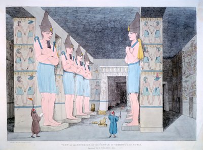 努比亚伊布松布尔神庙的内部，1820年 作者 阿戈斯蒂诺·阿格里奥
