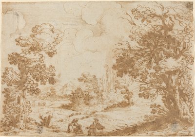 景观与两个洗衣女工 作者 阿戈斯蒂诺·卡拉奇（Agostino Carracci）