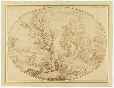 飞往埃及途中的休息 作者 阿戈斯蒂诺·卡拉奇（Agostino Carracci）