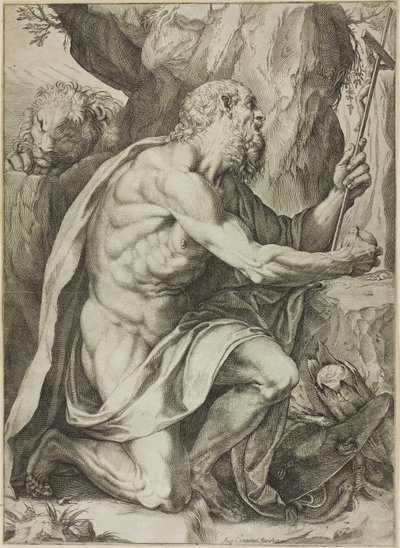 忏悔中的圣杰罗姆 作者 阿戈斯蒂诺·卡拉奇（Agostino Carracci）